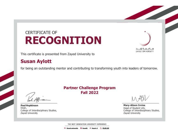 Supplied supporting record for Zayed University · Fall 2022